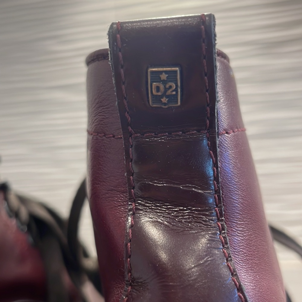 DSQUARED2 Red Oxblood Lace Up Chunky Vibram Lug Sole Calf Hair & Leather boots - Picture 6 of 17